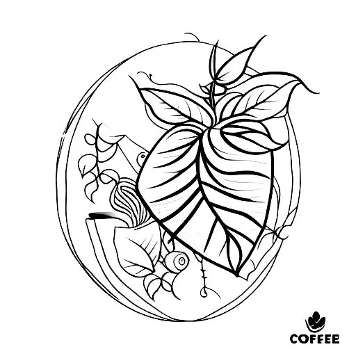 A Minimalist Tattoo Of A Tennis Racket Intertwined With A Coffee Bean Plant