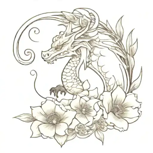 Dragon In Flowers