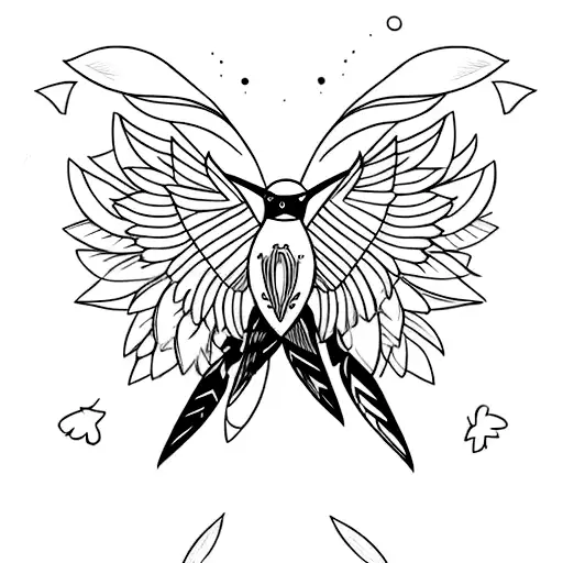 Create A Portrait Of A Hummingbird With The Letter M Subtly Hidden Within The Feathers