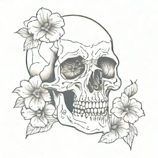 Skull With Flowers Coming Out Of The Eye Sockets