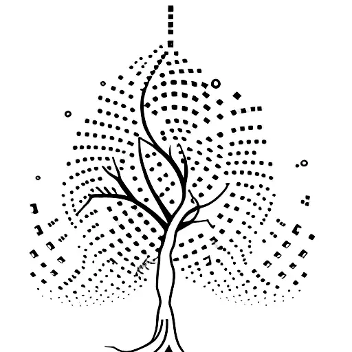 A Minimalist Tattoo Of A Binary Code Transforming Into A Tree