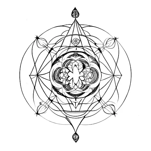 A Boho-inspired Unalome Symbol Integrated With Sacred Geometry