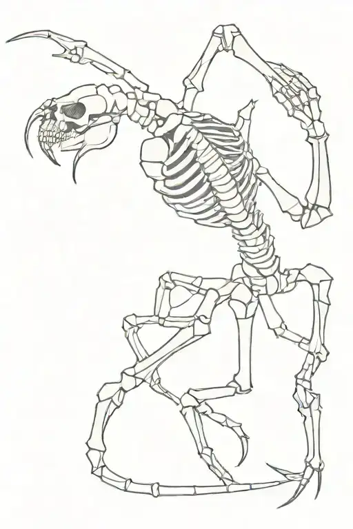 Skeleton Scorpion On Spine With Tail Pointed To The Back Of The Neck