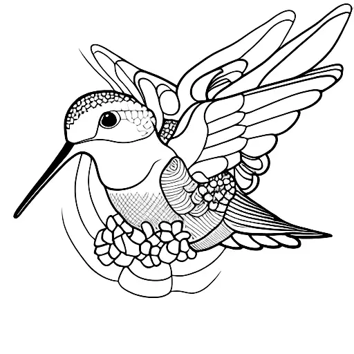 Create A Portrait Of A Hummingbird With The Letter M Subtly Hidden Within The Feathers