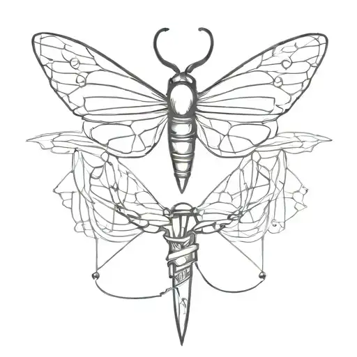 Moth Sword With A Chain Connected To It