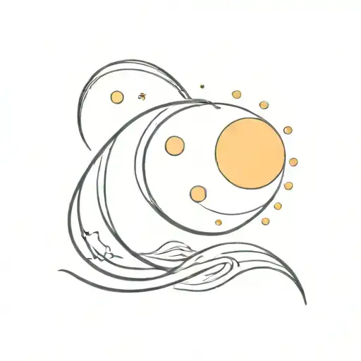 Moon And Sun Connected By A Wave