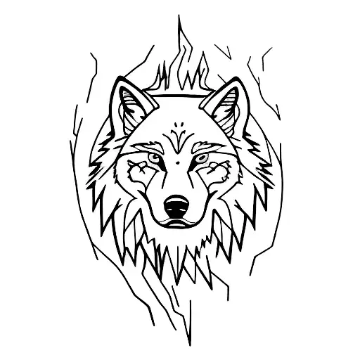 Forest Lightning Howling Wolf