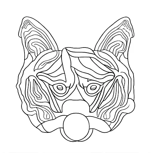 Outline Of 4 Dogs Ears Connected With One Line
