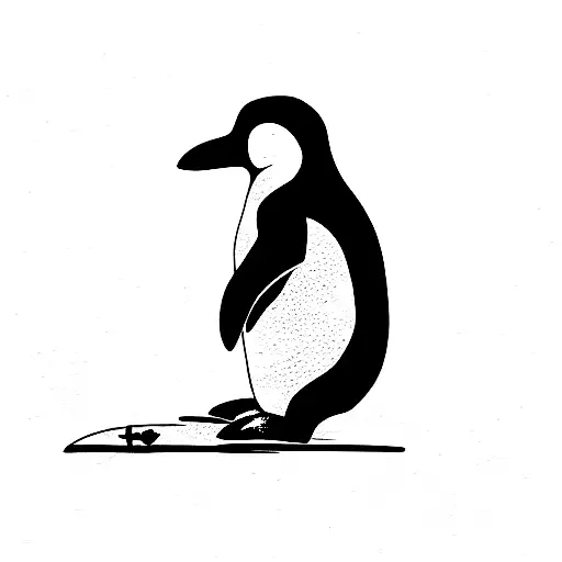Penguin With A Surfboard