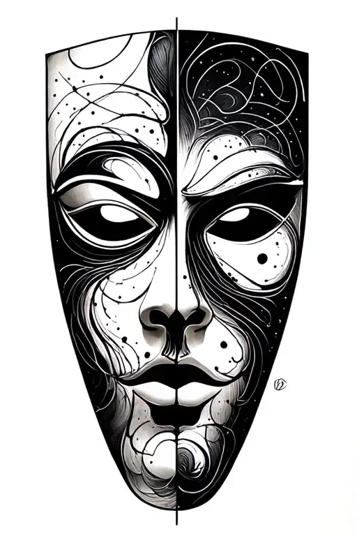 Abstract Mask With Two Parts Double Face