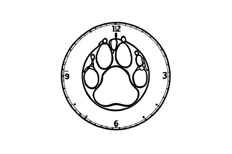 Hound Dog Paw In A Pocket Watch Surrounded