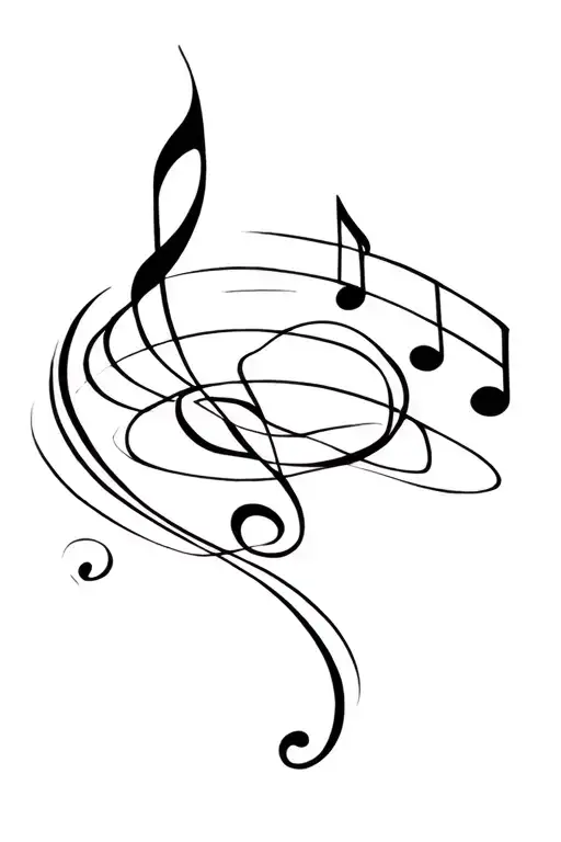 Naruto Inspired Tattoo Featuring Musical Notes Flowing