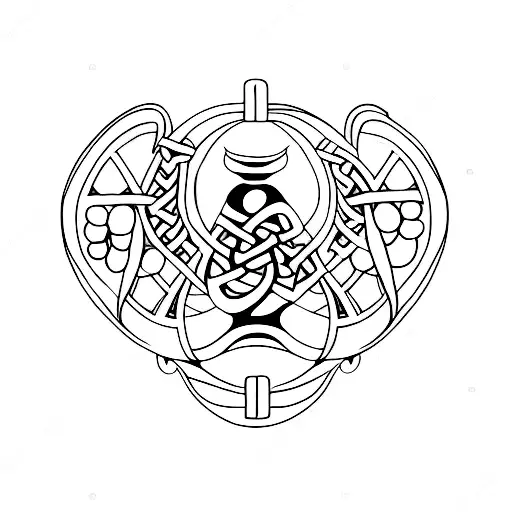 Fineline Tattoo Of A Feminine Irish Harp