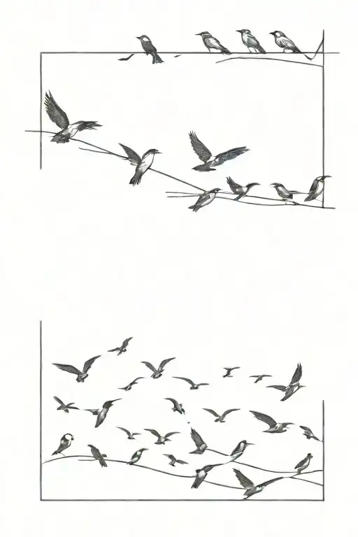 Birds Flying Away In Line