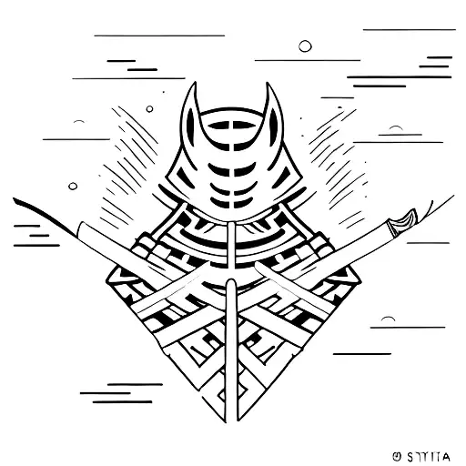 A Minimalist Design Of A Katana Slicing Through Water