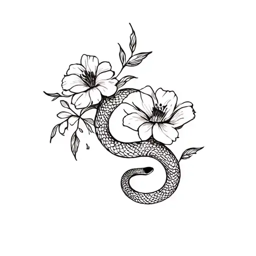 Flowers And Soft Snake