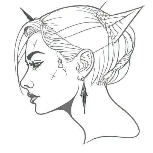 Girl's Head Pierced By A Dagger