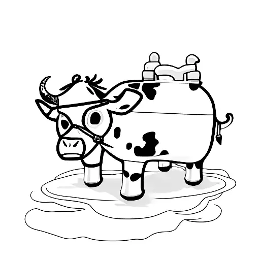 Cow Snowboarding With Goggles On