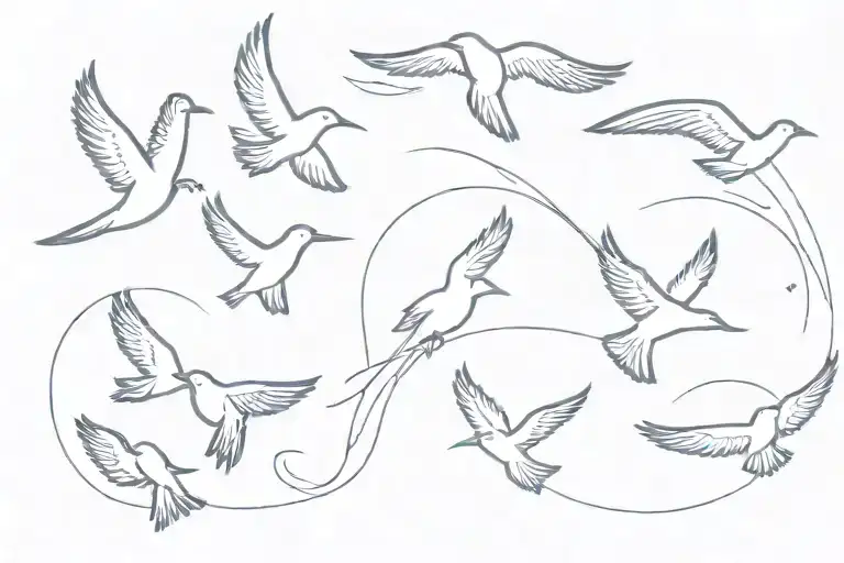 5 Abstract Flying Birds
