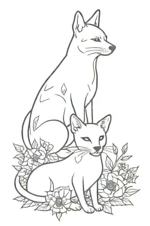 Dog Cat With Flowers