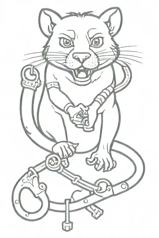 Tasmanian Devil And Gun Handcuffs Justice