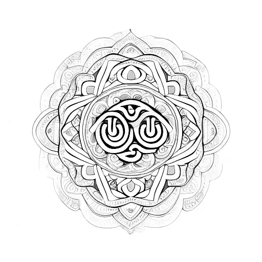 An Intricate Geometric Design Incorporating The Om Symbol
