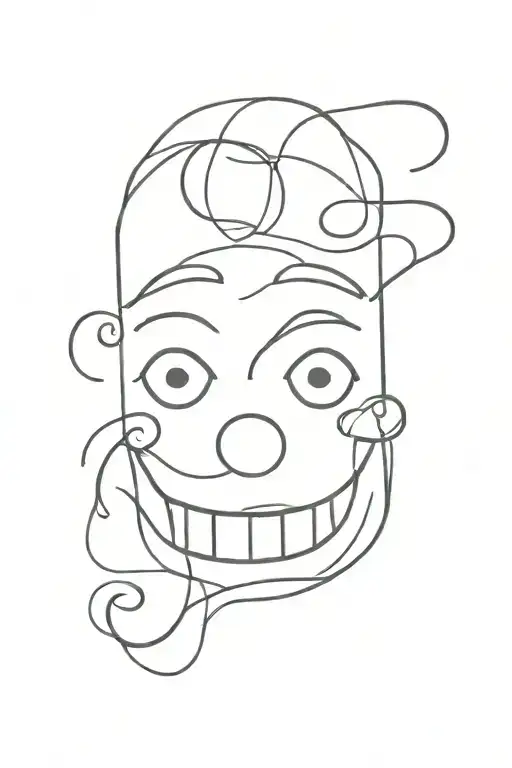 One Line Tattoo Smiling And Frown Face Made