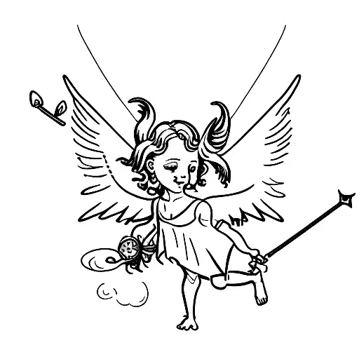 Cupid With Half Body Angel And Half Body Demon