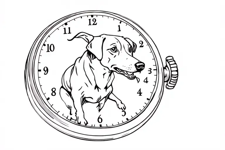 Hound Dog In A Pocket Watch Surrounded