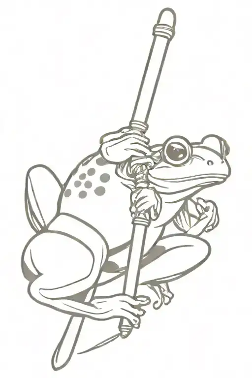 Frog Holding Katana Sword