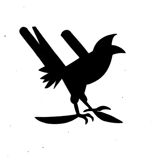 Small Crow With Letter M As The Feet