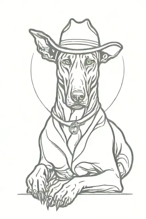 Doberman With Cowboy Hat Sitting
