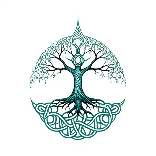 Tree Of Life Celtic Knots Combined Fine Lines