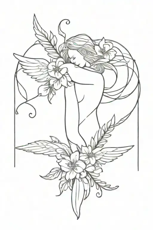 Angel Blade With Flowers Intertwined