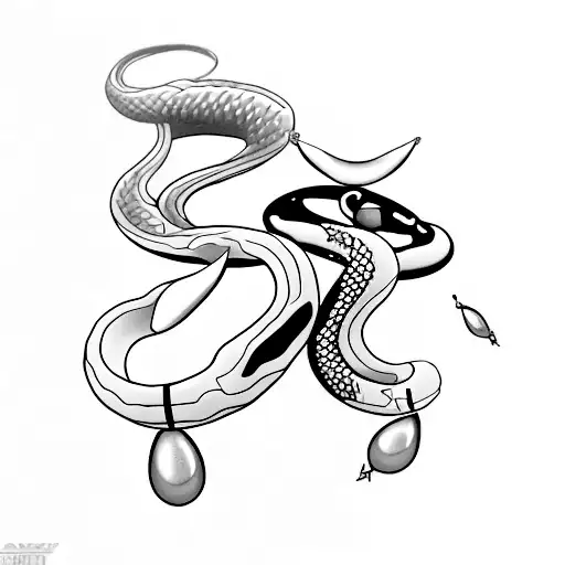 Minimalist Snake With 2 Pearl In Shape Of Tears