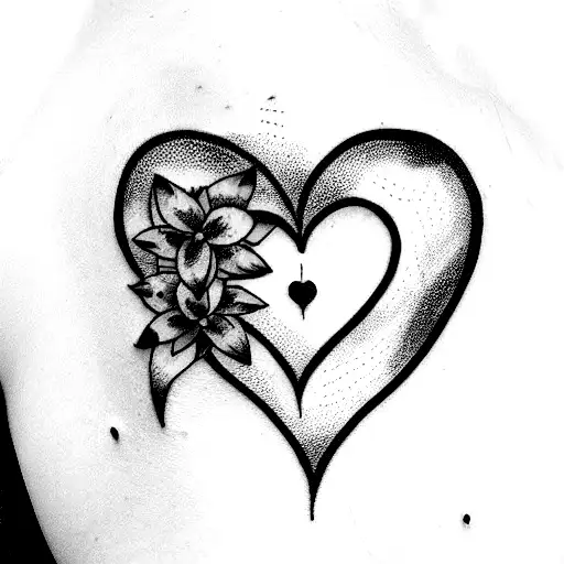 6 Heart Tattoo With Flowers Dainty