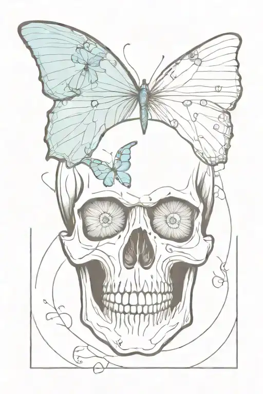 Skull And Blue Morpho Butterfly