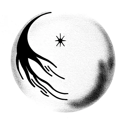 A Cresent Moon With Larkspur