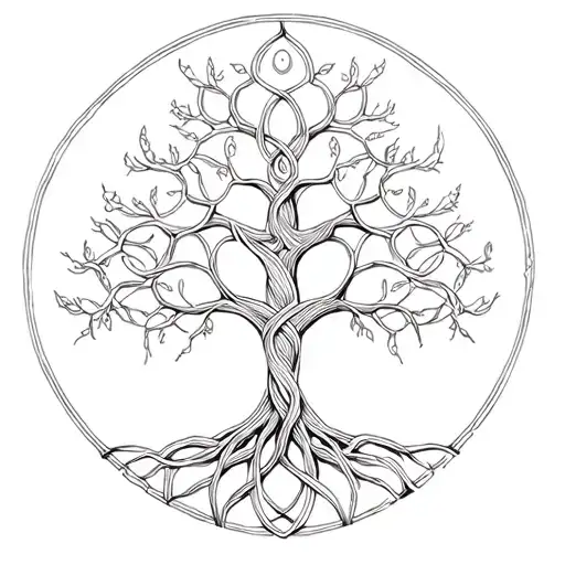 Tree Of Life Celtic Knots Combined Fine Lines Fibonacci
