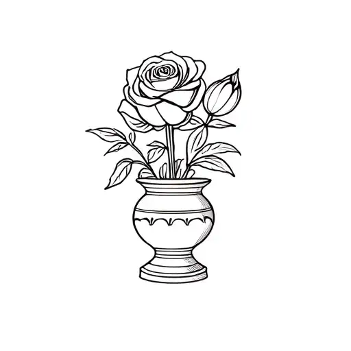 Greek Vase With A Rose And A Tulip Inside