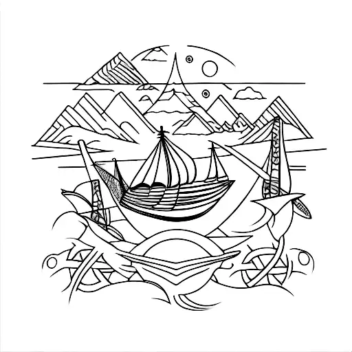 Fineline Travel Theme Tattoo That Has The World An Element Of A Ship And A Plane