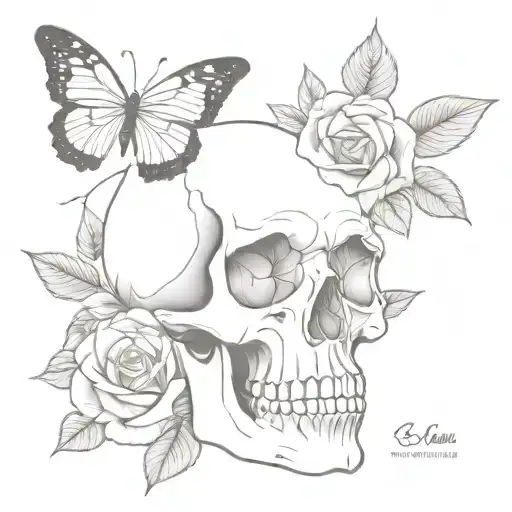 Roses Skull Butterfly's