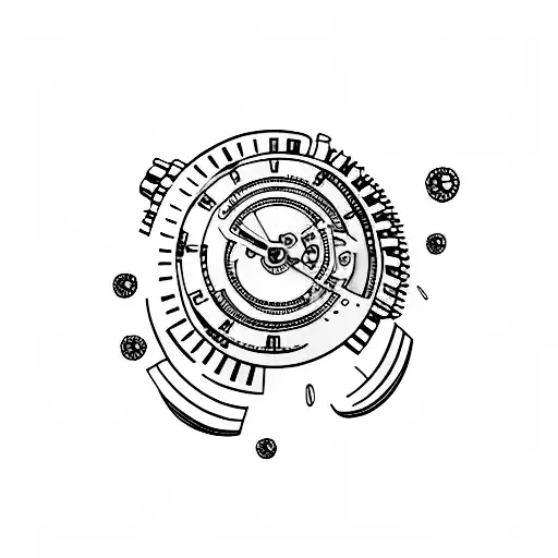 A Minimalist Tattoo Of A Watch With Coffee Beans As The Gears