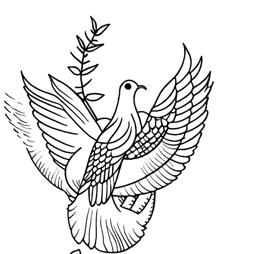 Dove With Greenery And Artwork Back