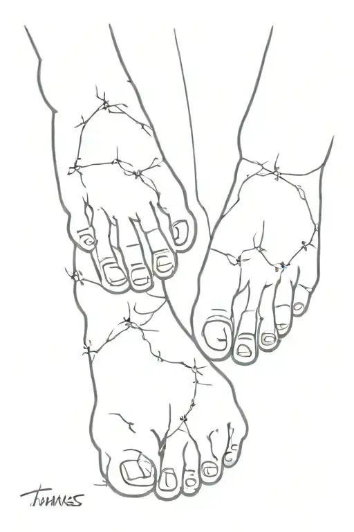 Twins And A Mom Or Feet Prints