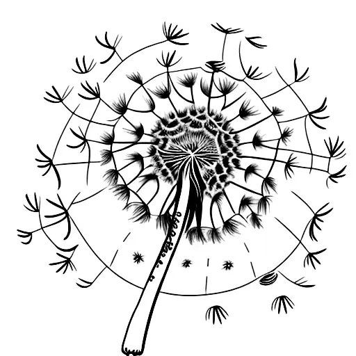 Dandelion With Stem Curving Around Spelling Out Sam