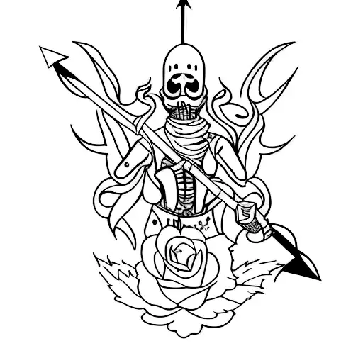 Vanitas Name With Arrow Mark Design For Forearm