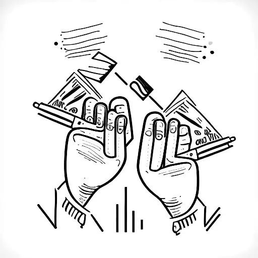 Two Male Hands Holding A Paint Palette And A Notebook