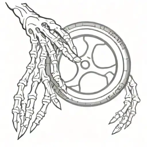 Tire With Skeleton Fingers Coming Through The Rims