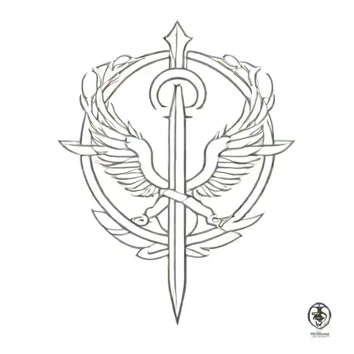 A Minimalist Khanda Symbol Combined With A Sword And Eagle Motif